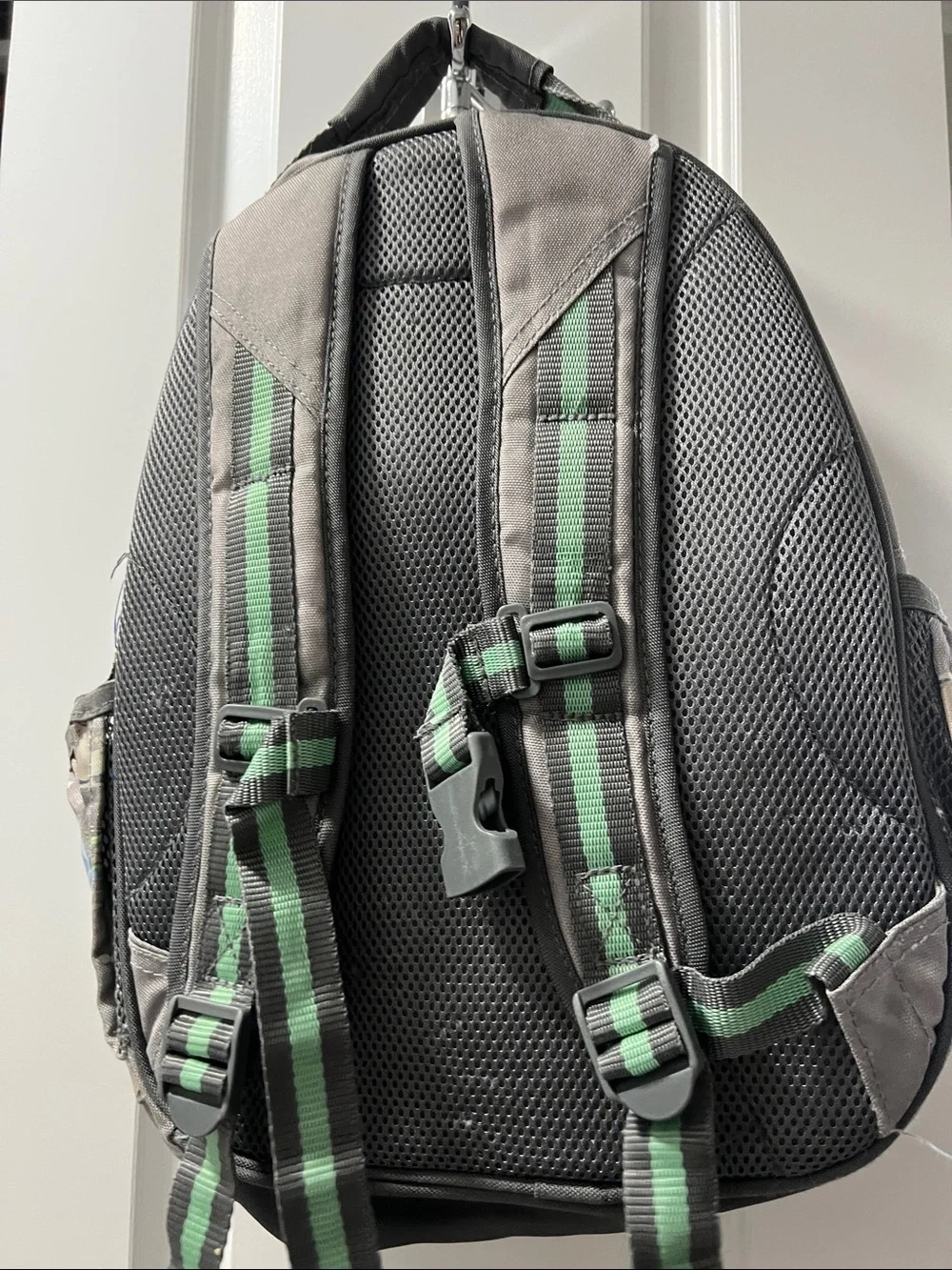 Pottery Barn Kids Gray Grogu-Themed Backpack with Green Accents